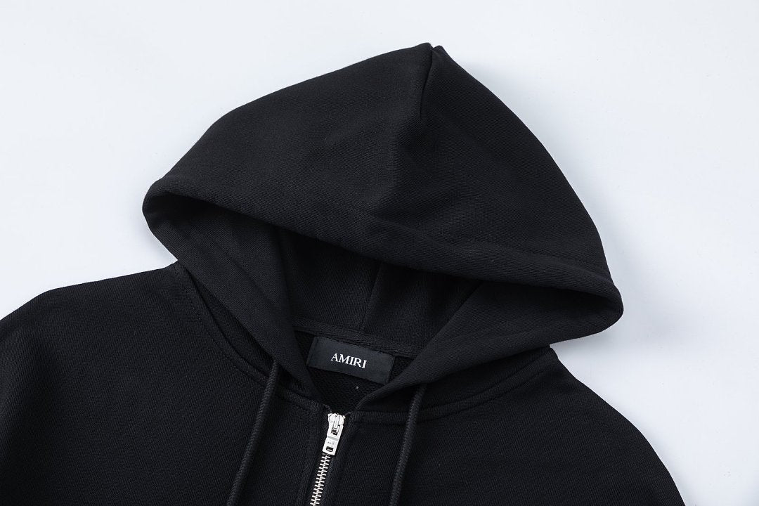 AMIRI Crystal AM Logo-print zip-up hoodie