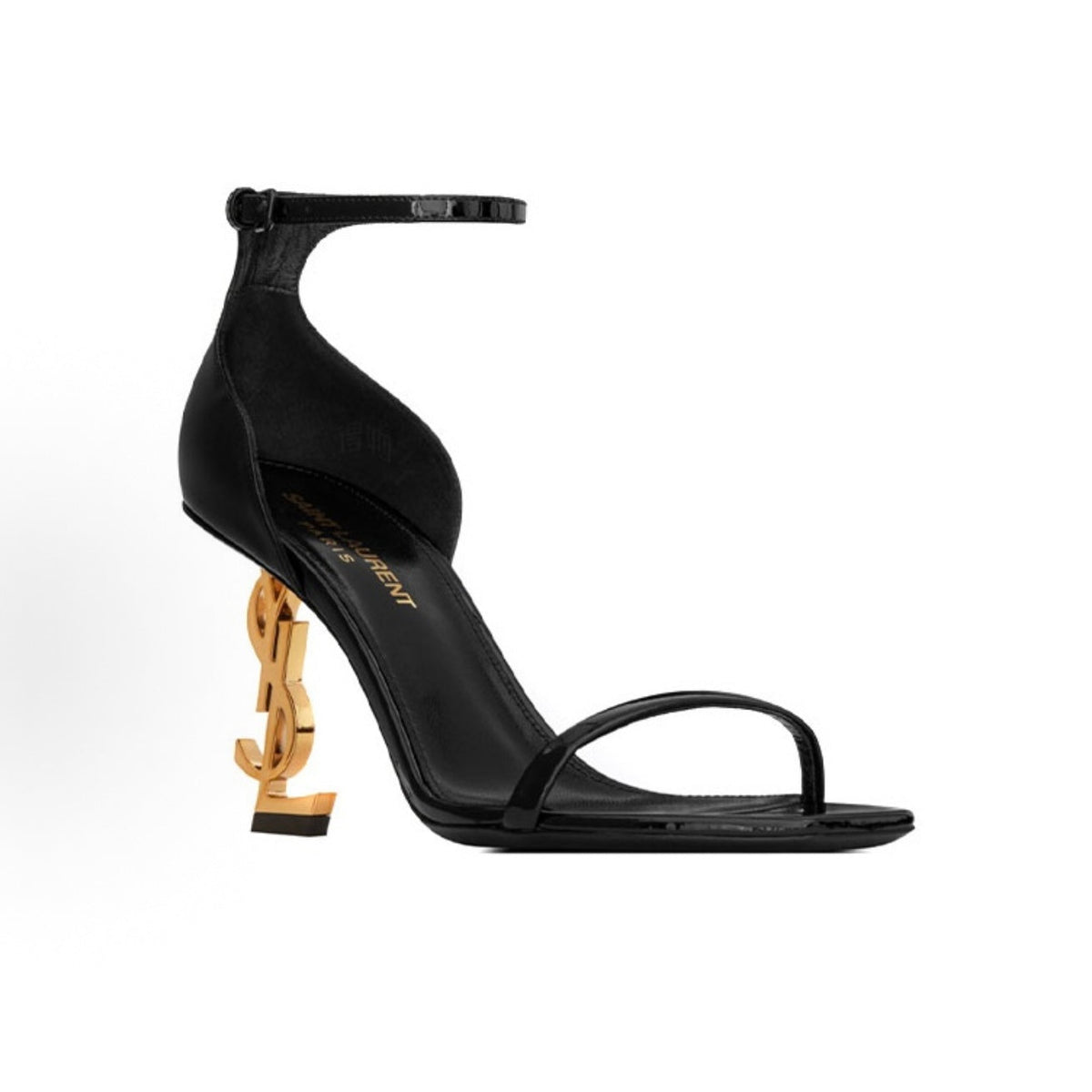 Saintlaurent Women's Black Logo High-Heeled Sandals (8.5cm) with Ankle Strap