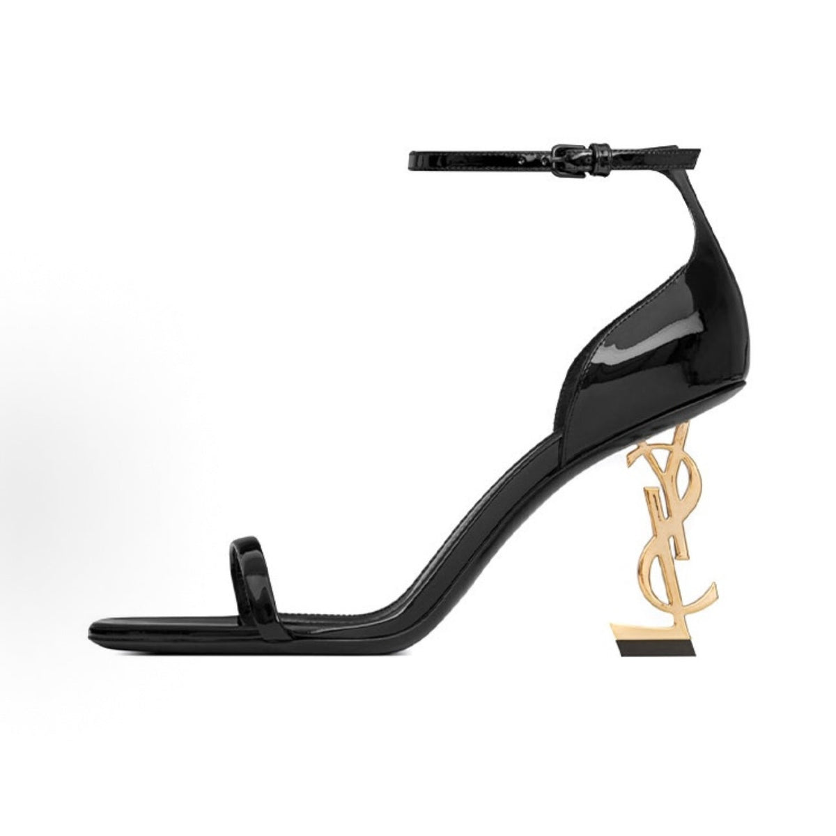 Saintlaurent Women's Black Logo High-Heeled Sandals (8.5cm) with Ankle Strap