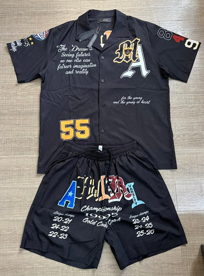 AMIRI VARSITY PATCH CAMP SHIRT SETS