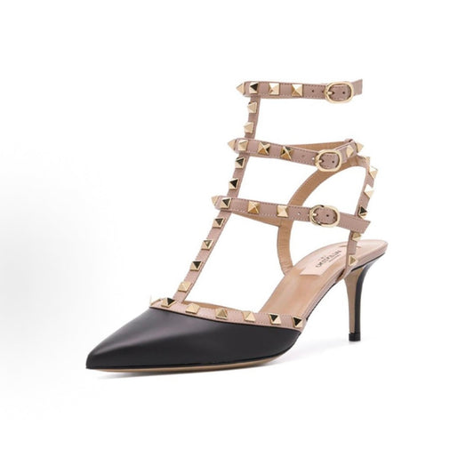 Valentino Rockstud Women's Black Slingback Stiletto Heels (6.9cm)