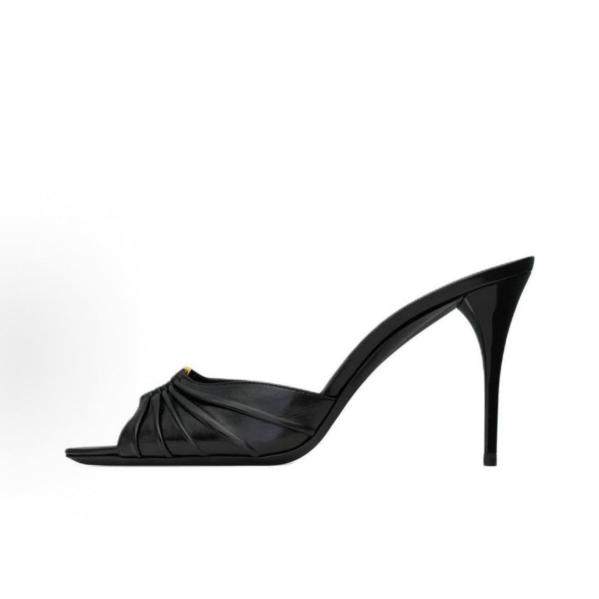 Saintlaurent Babylone Women's Black Lambskin Pointed-Toe Open-Toe Slides (9cm)