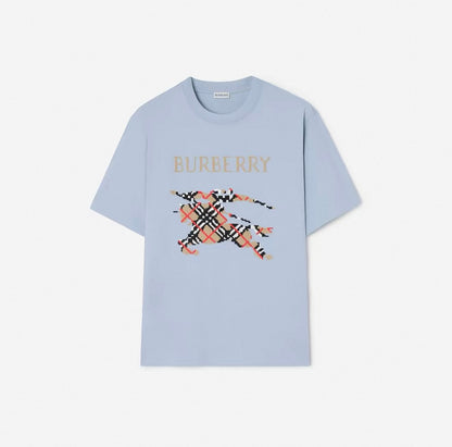 burberry Men's Cotton T-Shirt with Embroidered Equestrian Knight Logo – Multicolour