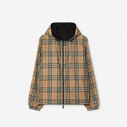burberry Men's Reversible Plaid Hooded Jacket – Multi-color
